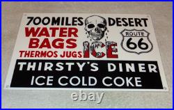 Vintage Thirsty's Diner Us Route 66 Truck Stop 12 Metal Gasoline & Oil Sign Car