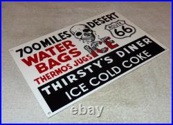 Vintage Thirsty's Diner Us Route 66 Truck Stop 12 Metal Gasoline & Oil Sign Car