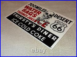 Vintage Thirsty's Diner Us Route 66 Truck Stop 12 Metal Gasoline & Oil Sign Car