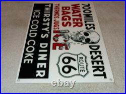 Vintage Thirsty's Diner Us Route 66 Truck Stop 12 Metal Gasoline & Oil Sign Car