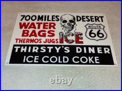 Vintage Thirsty's Diner Us Route 66 Truck Stop 12 Metal Gasoline & Oil Sign Car