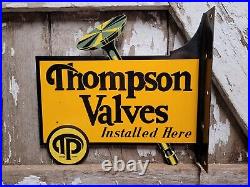 Vintage Thompson Valves Porcelain Flange Sign Dairy Farm Tractor Oil Gas Auto Us