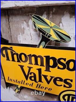 Vintage Thompson Valves Porcelain Flange Sign Dairy Farm Tractor Oil Gas Auto Us
