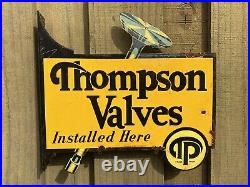 Vintage Thompson Valves Porcelain Gas Oil Service Center Auto Parts Flange Sign