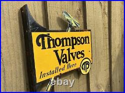 Vintage Thompson Valves Porcelain Gas Oil Service Center Auto Parts Flange Sign
