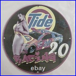Vintage Tide Racing Porcelain Sign Nostalgic Collectible for Auto Enthusiasts