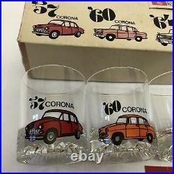 Vintage Toyota Corona 20th Anniversary Glassware Cups Rare 57 60 64 70 73 JDM