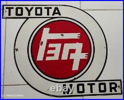 Vintage Toyota Motor Co Porcelain Gas Automobile Sales Service Dealership Sign @