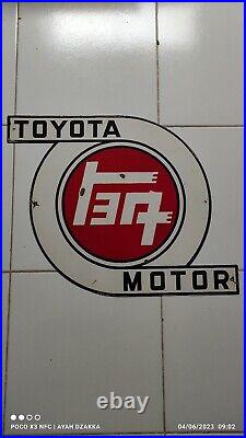 Vintage Toyota Motor Co Porcelain Gas Automobile Sales Service Dealership Sign @