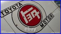 Vintage Toyota Motor Co Porcelain Gas Automobile Sales Service Dealership Sign @