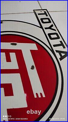 Vintage Toyota Motor Co Porcelain Gas Automobile Sales Service Dealership Sign @