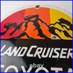 Vintage Toyota Sign Automobile Land Cruiser Gas Pump Dealer Porcelain Sign