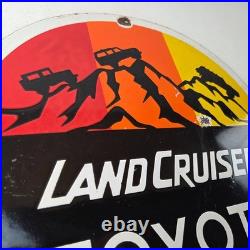 Vintage Toyota Sign Automobile Land Cruiser Gas Pump Dealer Porcelain Sign