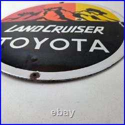 Vintage Toyota Sign Automobile Land Cruiser Gas Pump Dealer Porcelain Sign