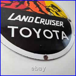 Vintage Toyota Sign Automobile Land Cruiser Gas Pump Dealer Porcelain Sign