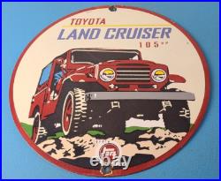 Vintage Toyota Sign Automobile Land Cruiser Motors Gas Pump Porcelain Sign