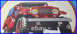 Vintage Toyota Sign Automobile Land Cruiser Motors Gas Pump Porcelain Sign