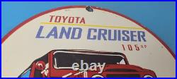 Vintage Toyota Sign Automobile Land Cruiser Motors Gas Pump Porcelain Sign
