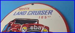 Vintage Toyota Sign Automobile Land Cruiser Motors Gas Pump Porcelain Sign