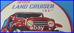 Vintage Toyota Sign Automobile Land Cruiser Motors Gas Pump Porcelain Sign