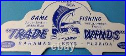 Vintage Trade Winds Porcelain Florida Gas License Plate Topper Auto Sign