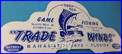 Vintage Trade Winds Porcelain Florida Gas License Plate Topper Auto Sign