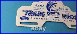 Vintage Trade Winds Porcelain Florida Gas License Plate Topper Auto Sign