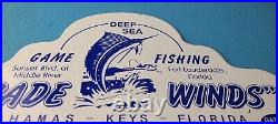 Vintage Trade Winds Porcelain Florida Gas License Plate Topper Auto Sign