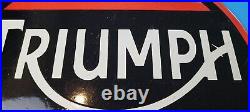 Vintage Triumph Porcelain 16 Gas Pump Auto Service Station Motorcycles Sign