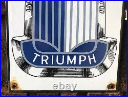 Vintage Triumph Porcelain Gas Auto Service Station Dealership Pump Sign