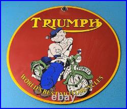 Vintage Triumph Porcelain Gas Pump Automobile Service Station Motorcycles Sign