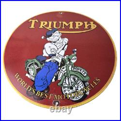 Vintage Triumph Porcelain Sign Automobiles Popeye Automobilia Advertising