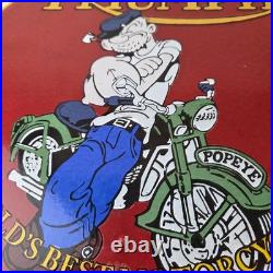 Vintage Triumph Porcelain Sign Automobiles Popeye Automobilia Advertising