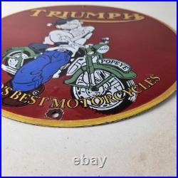 Vintage Triumph Porcelain Sign Automobiles Popeye Automobilia Advertising
