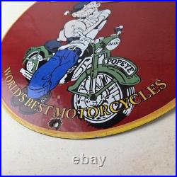 Vintage Triumph Porcelain Sign Automobiles Popeye Automobilia Advertising