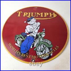 Vintage Triumph Porcelain Sign Automobiles Popeye Automobilia Advertising