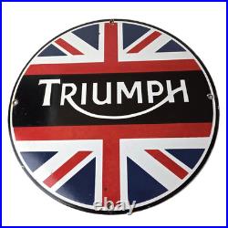 Vintage Triumph Sign Porcelain Automobiles British Mechanic Gas Oil Pump Sign