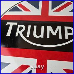 Vintage Triumph Sign Porcelain Automobiles British Mechanic Gas Oil Pump Sign