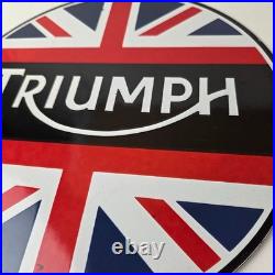 Vintage Triumph Sign Porcelain Automobiles British Mechanic Gas Oil Pump Sign
