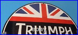 Vintage Triumph Sign Porcelain Automobiles British Mechanic Gas Oil Pump Sign