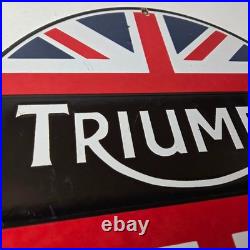Vintage Triumph Sign Porcelain Automobiles British Mechanic Gas Oil Pump Sign