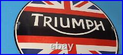 Vintage Triumph Sign Porcelain Automobiles British Mechanic Gas Oil Pump Sign