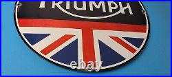 Vintage Triumph Sign Porcelain Automobiles British Mechanic Gas Oil Pump Sign