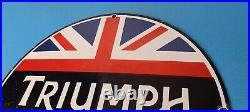 Vintage Triumph Sign Porcelain Automobiles British Mechanic Gas Oil Pump Sign