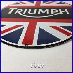 Vintage Triumph Sign Porcelain Automobiles British Mechanic Gas Oil Pump Sign