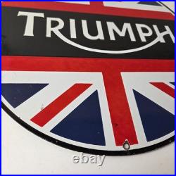 Vintage Triumph Sign Porcelain Automobiles British Mechanic Gas Oil Pump Sign