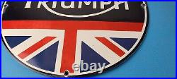 Vintage Triumph Sign Porcelain Automobiles British Mechanic Gas Oil Pump Sign