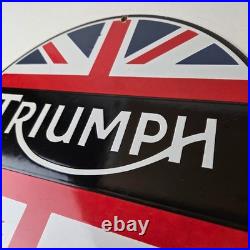 Vintage Triumph Sign Porcelain Automobiles British Mechanic Gas Oil Pump Sign
