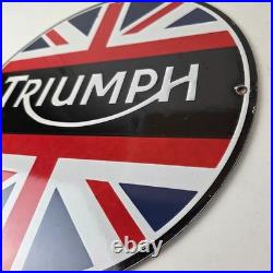 Vintage Triumph Sign Porcelain Automobiles British Mechanic Gas Oil Pump Sign