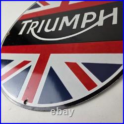 Vintage Triumph Sign Porcelain Automobiles British Mechanic Gas Oil Pump Sign